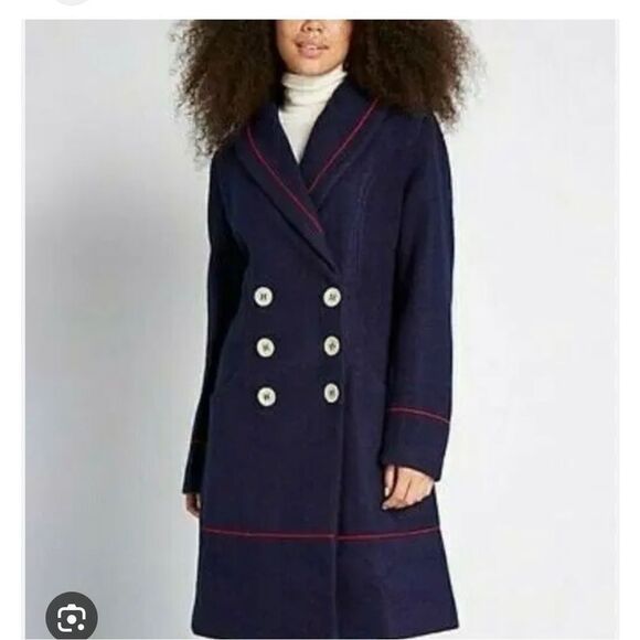 ModCloth Royal Monk Nautical Navy Madeline Coat sz 2X /18 NWT - Picture 1 of 9